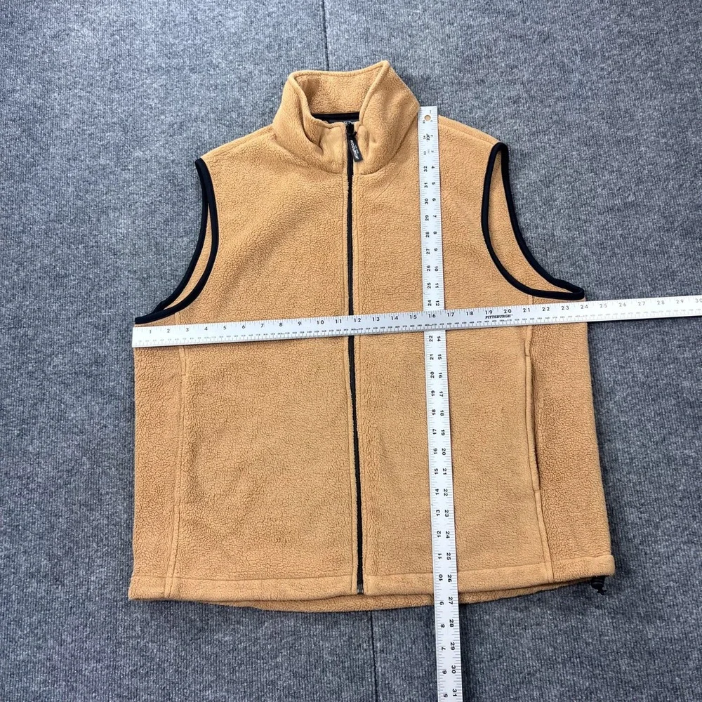 Woolrich Men's Large‎ Fleece Vest Tan/Camel Full Zip Stand Collar